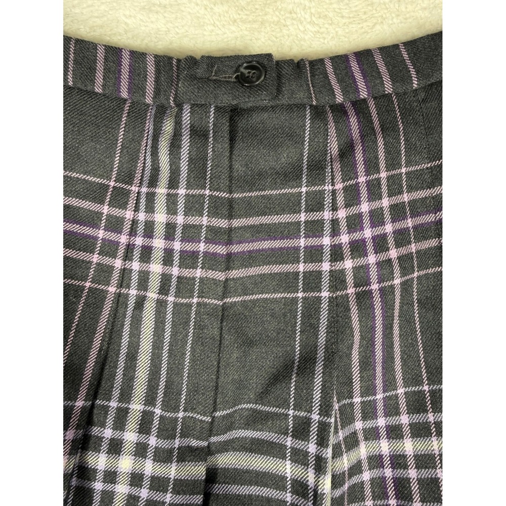 Pendleton Pleated Midi Skirt Women Size 14 Gray Purple Plaid 100% Wool USA - Picture 9 of 10